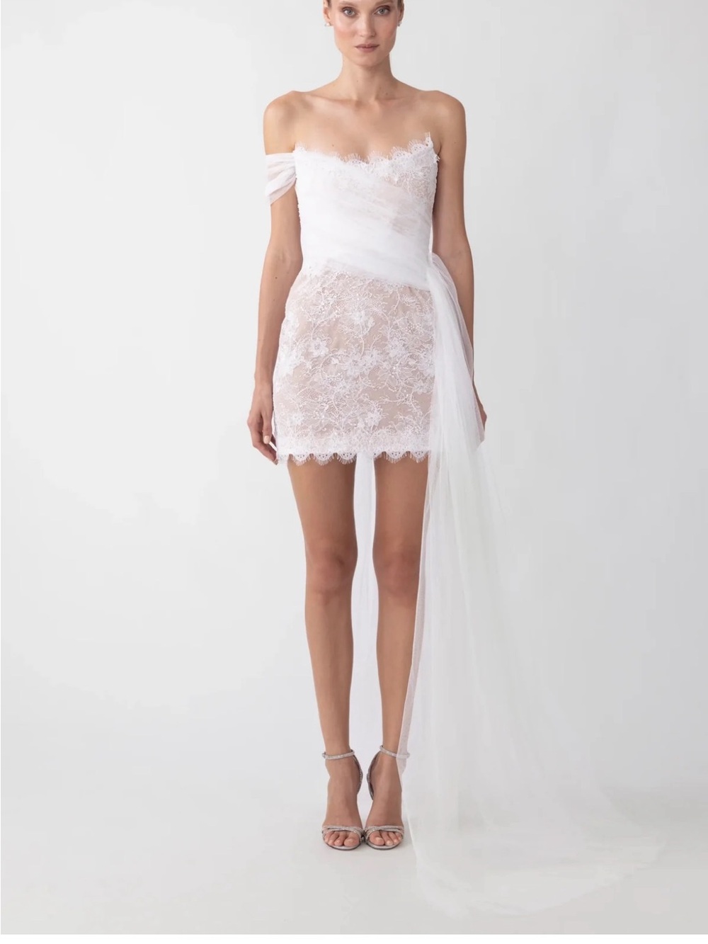 Sau Lee NWT One-Shoulder Lace Mini Dress - US 4